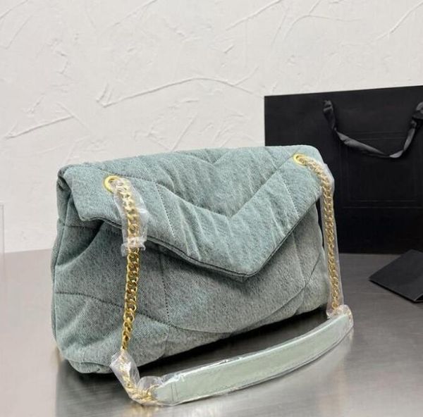 

luxurys designers bag women handbag loulous puffer bag denim flap bags genuine messenger crossbody chain shoulder bag woman purse key card w