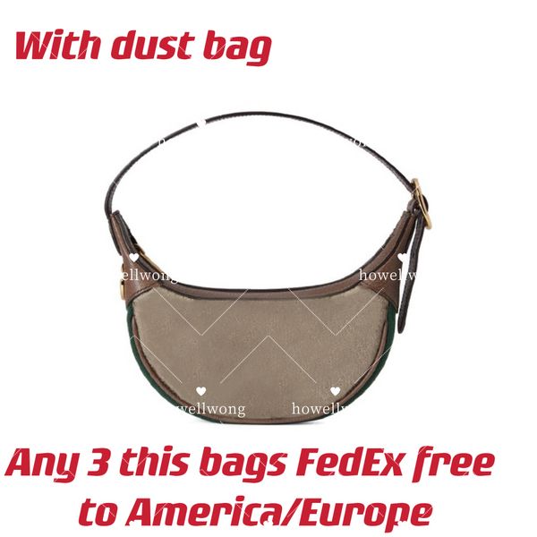 

ophidia mini crescent shaped mini bag beige and ebony canvas with brown leather trim lady designer vintage shoulder bags adjustable handle