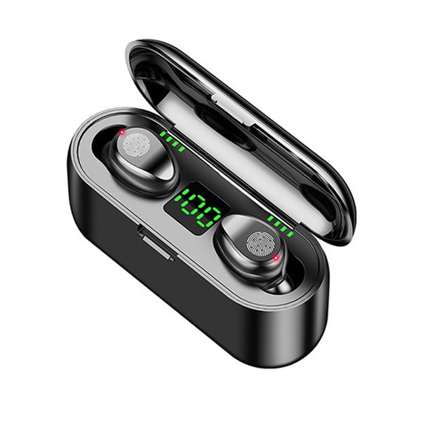 

wireless earphone bluetooth v5.0 f9 tws wireless bluetooth headphone led display with 2000mah power bank headset with microphone