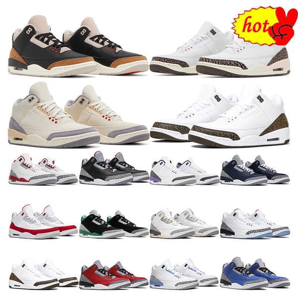 

men basketball shoes 3 neapolitan muslin desert elephant kumquat men trainer 3s mocha cardinal red athletic mens trainers, Black