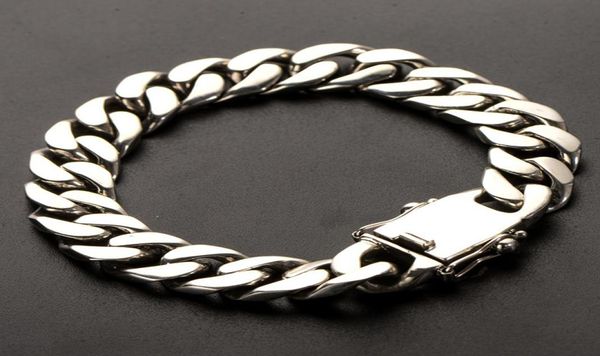 

925 sterling silver trendy jewelry simple individual wild thick men039s bracelet vintage men and women couple bracelet shi1840956, Black