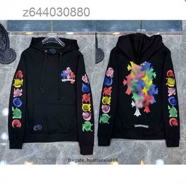 

xcjd men's hoodies sweatshirts mens designer chrome winter heart hoodie ch long sleeve zipper jacket loose coat hooded hoody men woman, Black