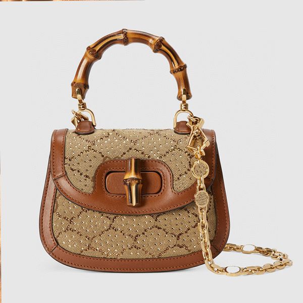 

735116 designer bag womens classic slub tote stylish mini crossbody bag womens vintage crystal chain bag fashion design sense bag