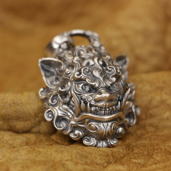 

linsion 925 sterling silver tang lion pendant punk kylin jewelry ta405