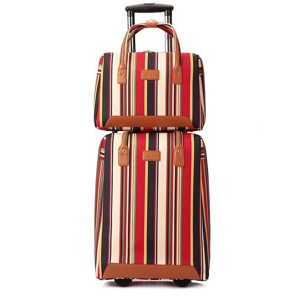

suitcases 20 inch oxford rolling luggage set spinner wheel brand suitcase tripe carry on travel luggage bag trolley bag 230317