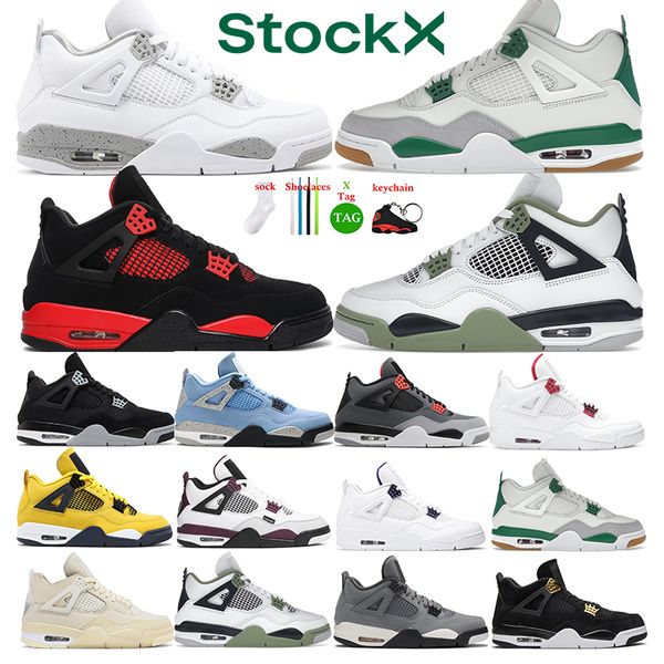 

basketball shoes jumpmans 4 black cat 4s white oreo cement fired red thunder purple unc mens womens j4 trainers sport sneakers