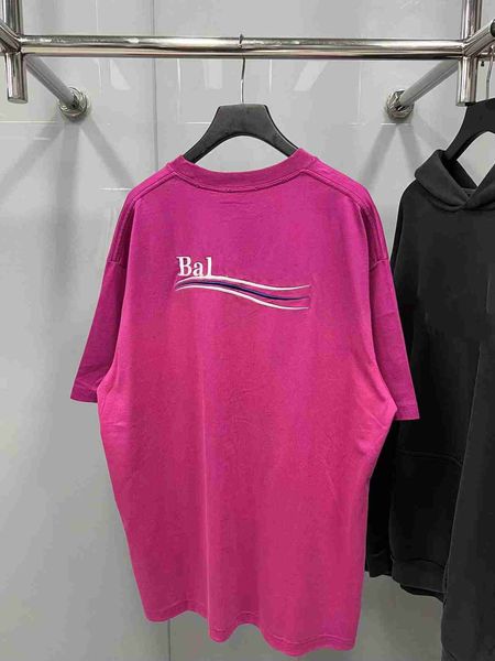 

plush t shirt designer luxury coats balciga du correct version b cola bl embroidered cg wave letter loose short sleeve tshirt os 165gq, Black