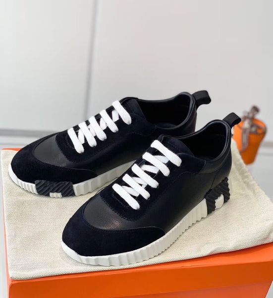 

casual shoes luxury brand men bouncing sneaker technical mesh suede goatskin light sole trainers walking discount footwear eu38-46, Black