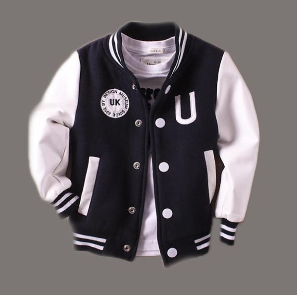 

214t baby boy clothes boys jacket leather spring letter boys outwear for children kids coats for boys baseball sweatershirt lj2019929664, Blue