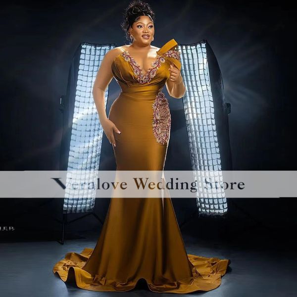 

aso ebi prom dress mermaid sheer sleeves satin yousef aljasmi arabic african prom gowns formal occasion wear, Black