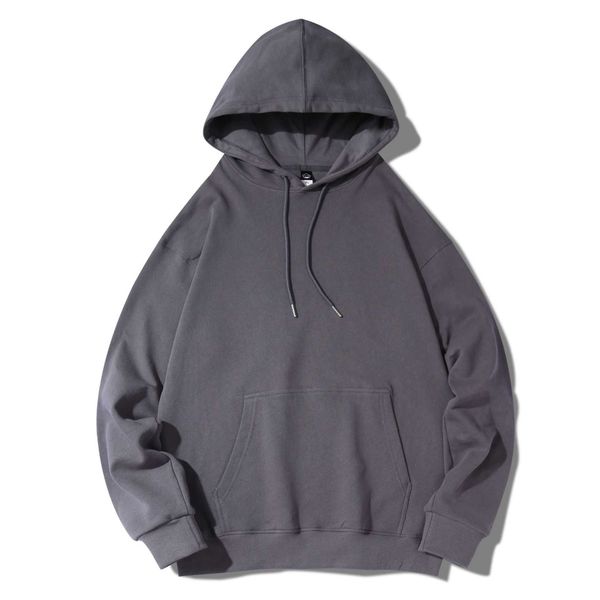 

men's hoodies 330g cotton long sleeve hooded sweater men's and women's color white men's blank shirt chaoins round neck, Black