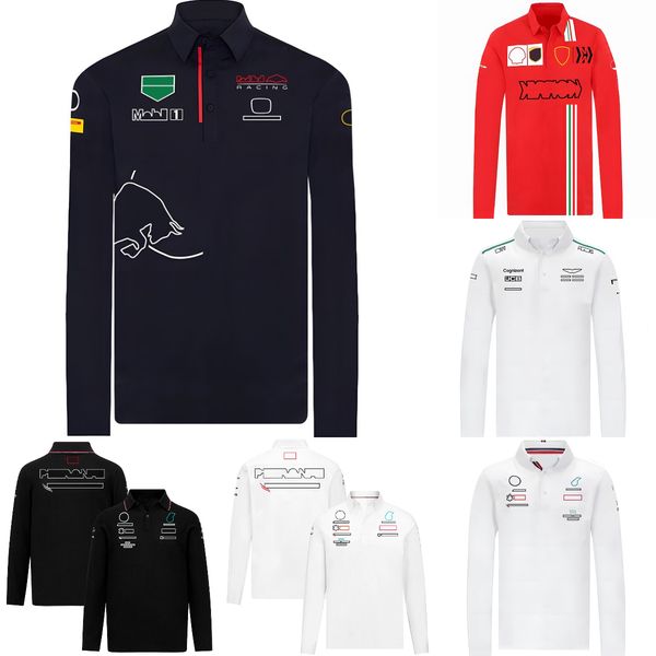 

2023 f1 fashion men's black long-sleeved polo shirt t-shirt formula 1 team uniform racing suit shirts summer new mens casual jersey