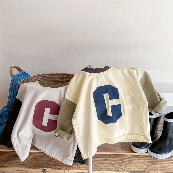 

t shirts 1137b spring children clothes letter print t shirt long sleeve baby girl bottoming shirt cotton casual boy t 230317, Blue