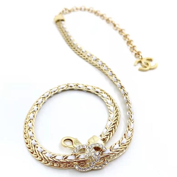 

never fading 14k gold plated luxury brand designer pendants necklaces stainless steel double letter choker pendant necklace chain jewelry ac, Silver