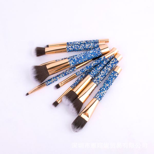 

beauty items new design 10 pieces shiny foundation eyeshadow bling diamond sparkle glitter makeup brush for girls