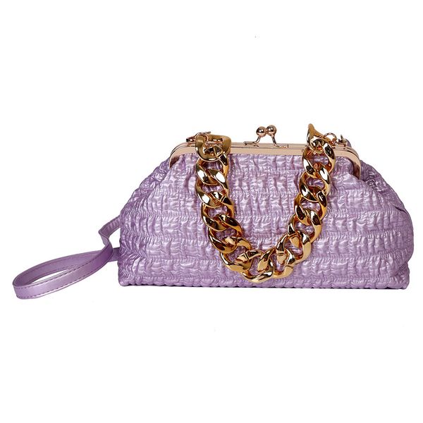 

evening bags gold thick chain women crossbody fashion pleated plaid female clutch casual soft adjustable hasp for banquet 230320