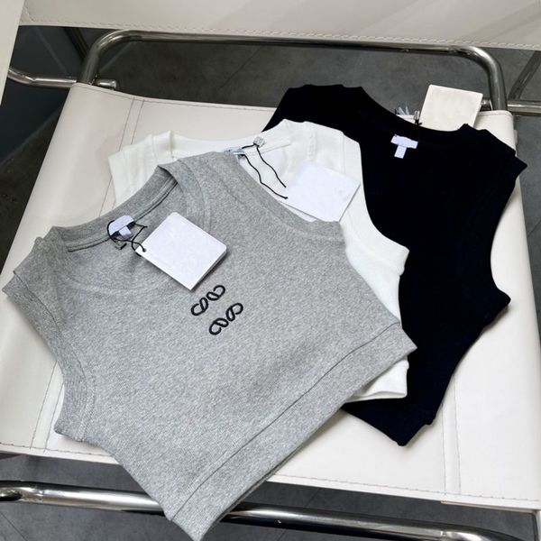 

designer women knits fashion knit tee cotton blend knitted sport tank woman vest yoga t shirts size, White