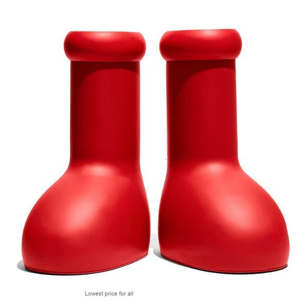 

2023 mschf men women rain boots designers big red boot thick bottom non-slip booties rubber platform bootie fashion astro boy size 35-44 ka, Black