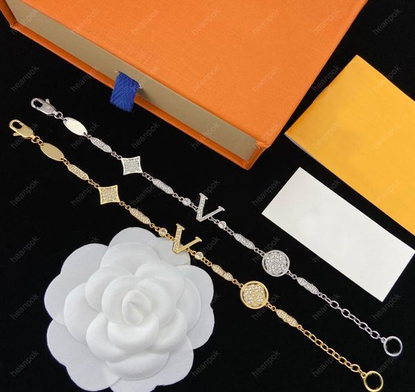 

luxury designer bracelets elegant fashion gold chain women letter diamond pendant flowers bracelet wedding necklace design jewelry1630775, Black