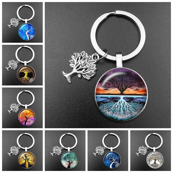 

key rings new crystal glass tree of life keychain art p glass pendant keychain tree of family gift jewelry charm bag souvenir key ring r2303, Slivery;golden
