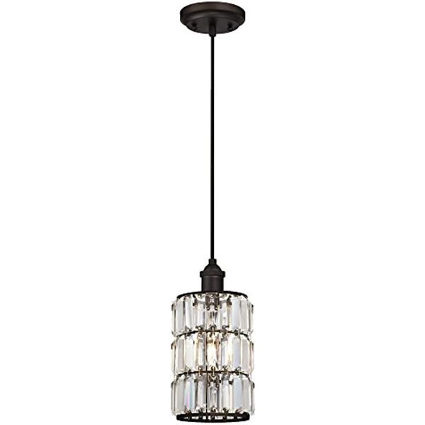 

westinghouse lighting 6338400 sophie one-light indoor mini pendant, oil rubbed bronze finish with crystal prism glass