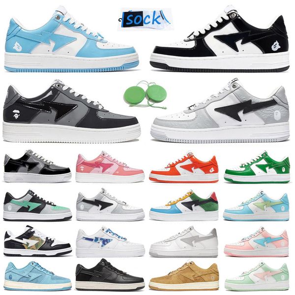 

bapestas baped ape men running shoes bapesta sneaker patent leather blue orange green black white pastel camo beige mens trainers sports sne