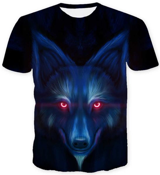 

men's t-shirts summer fashion digital print dark fox short sleeve t-shirt men, White;black