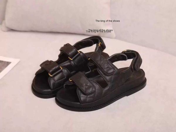 

slipperswhite black 22c leather mules slides strap flats printed dad sandals hook and loop beach shoes imported sheepskin lining size 35-42