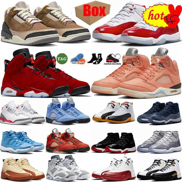 

men women basketball shoes with box jorden 3 5 6 11 12 13 low cherry cool grey travis soctts bred toro racer blue unc fire red off flint, Black