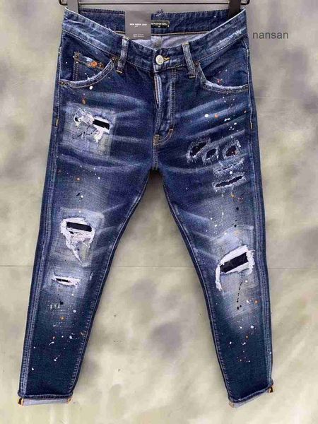 

jeans mens d2 hop dsq2 fashion man dsquared2 hip dsquare rock moto 2 casual classic design ripped jeans distressed skinny de uyy s dpm5, Blue