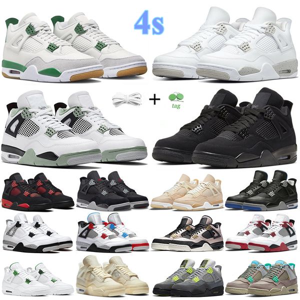

4 4s mens basketball shoes pine green military black cat lightning midnight navy seafoam university blue men women trainers sports sneakers
