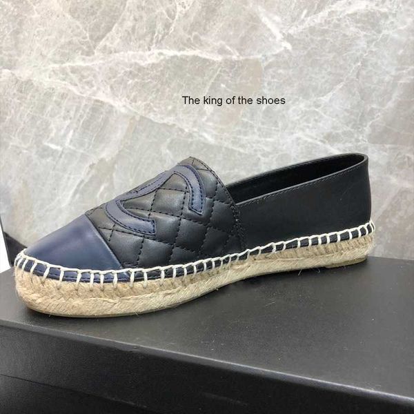 

x 2022 autumn small fragrant wind fisherman shoes female flat new straw woven hemp rope lazy loafers female, Black