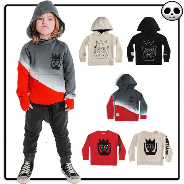 

clothing sets nununu king print stitching hooded sweater pants suit 230317, White