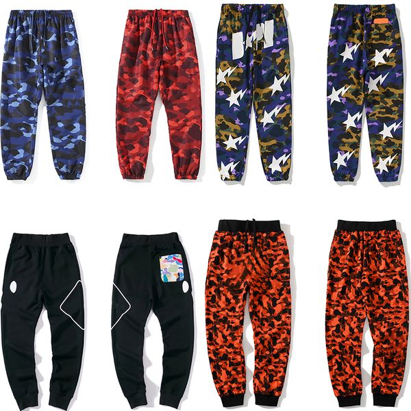 

shark designer bathing ape mens embroidered logo pants japan men's womens universal cargo pants sweatpants fashion joggers szie m//xl, Black