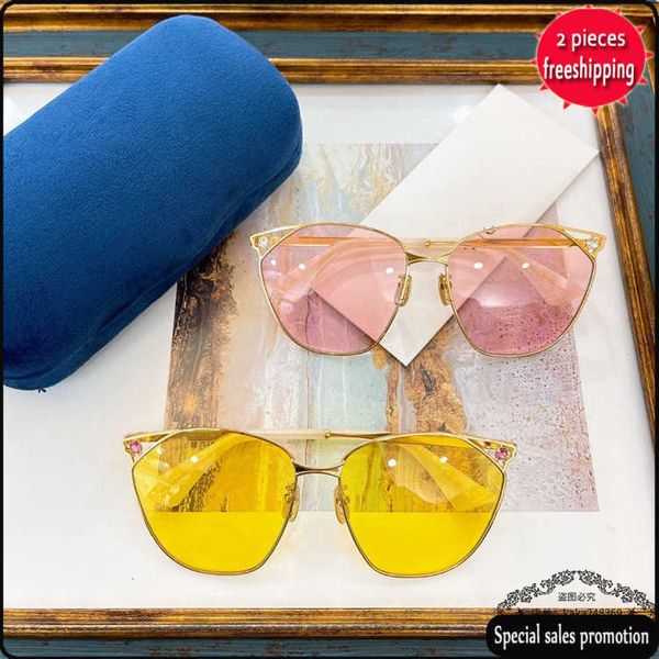 

brand design sunglasses g family's new to-ad cat eye sunglass ins red star jelly color for women gg1375 uv400 high quality, White;black