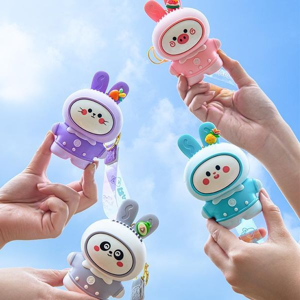 

cute cartoon anime key chain women's and men's mini cute rabbit leafless fan keychains usb rechargeable handheld electric fan fash, Silver