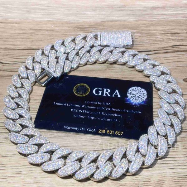 

hip hop jewelry vs moissanite diamond silver 925 cuban chain necklace men icy letter customize necklaces
