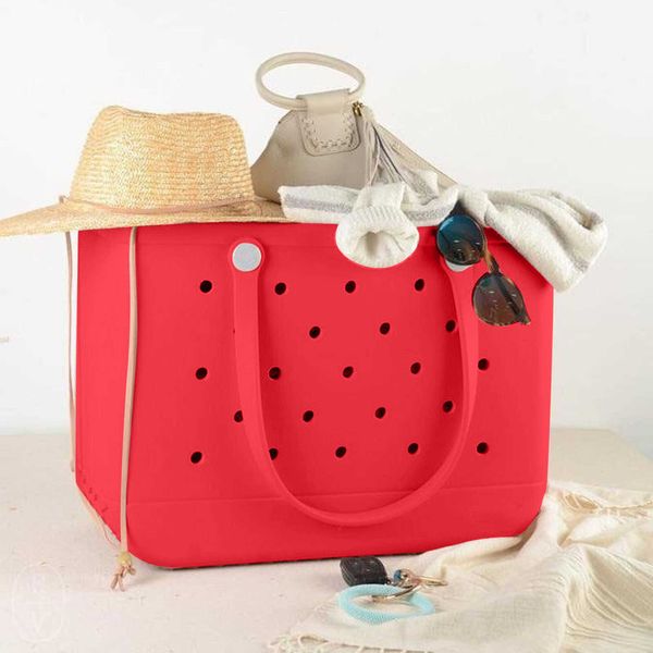 

beach bags 38/48cm rubber eva with hole waterproof sandproof durable open silicone tote bag for outdoor pool sports 230320