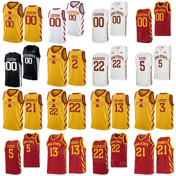 

college basketball iowa state cyclones jerseys 13 jaren holmes 22 gabe kalscheur 2 caleb grill 21 osun osunniyi 5 aljaz kunc 3 tamin lipsey, Black