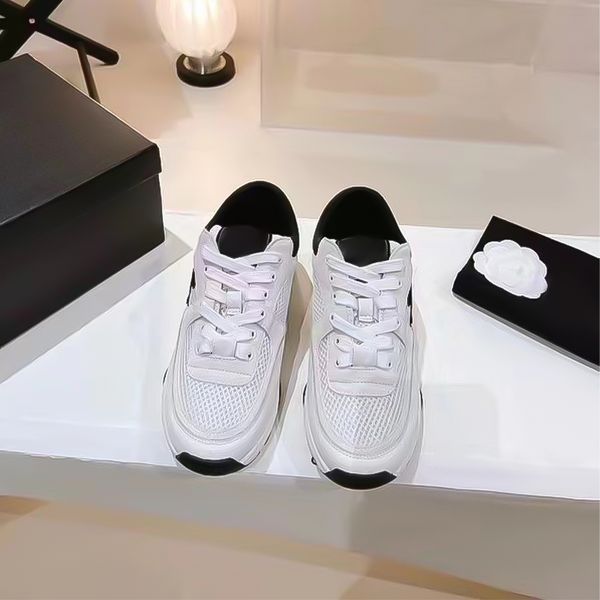 

designer sneakers casual shoes reflective shoes sports casual shoes women's mesh thick sole increase height versatile daddy shoes, Black