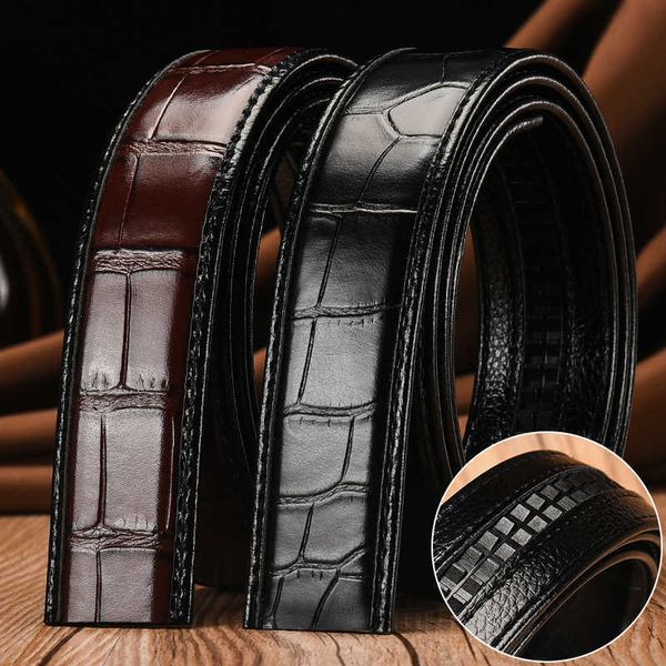 

belts no buckle cow leather belt for men automatic buckle new business waist strap black brown male jeans waistband 3.5cm w0317