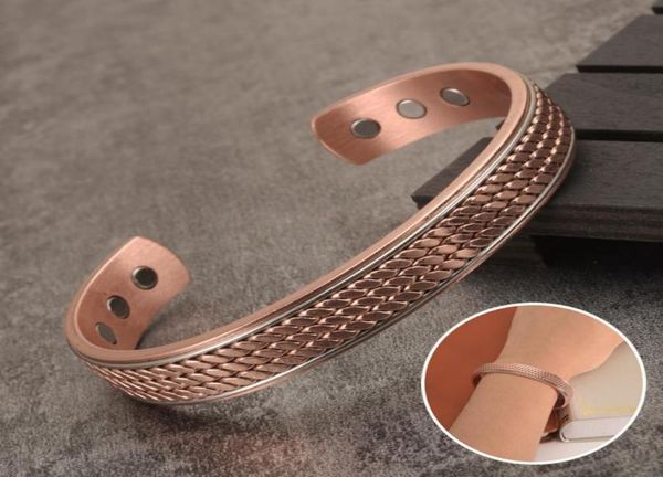

ed copper bracelets for women men energy magnetic bracelet benefits men adjustable cuff bracelets bangles health copper6252678, Black