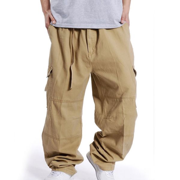 

men's pants loose spring summer cargo pants men 6xl 7xl 9xl 10xl plus size weight 150kg casual men pants 4 colors 230320, Black