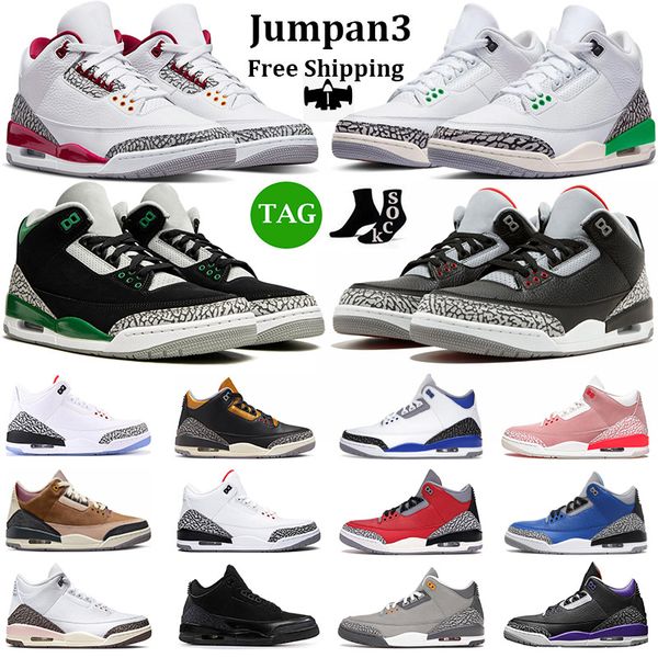 

3s 2023 men basketball shoes jumpman 3 unc pine green racer blue cardinal red black cement seoul true blue black cat mens trainers sports sn