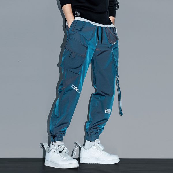 

men's pants men's casual cargo pants men black korean harem pants trend loose trousers streetwear pantalon homme reflective techwe