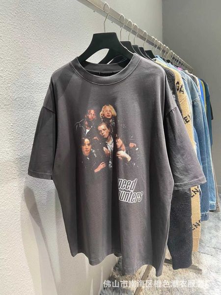 

spring and summer new high b tiantuan portrait b digital printing fashion br men's women's t-shirt short, White;black