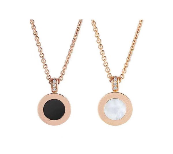 

luxury fashion necklace doublesided rotating disc motherofpearl necklaces diamondset sliding pendant with exquisite gift box p6481547, Silver