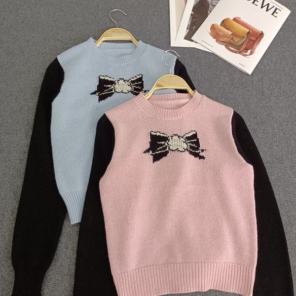 

311 2023 spring summer women's sweaters striped brand same style long sleeve pullover pink blue clothes qian, White;black