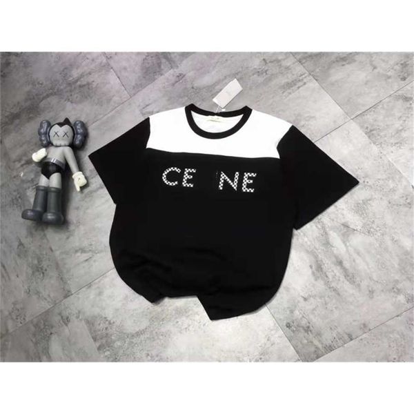 

80% off factory outlet online cel's spring and summer new round neck straight tube loose color matching checkerboard embroidery versati, White