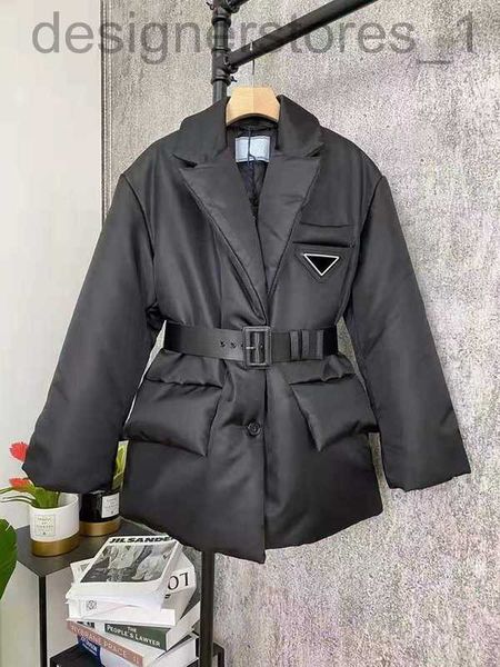 

designer womens jacket down coats winter long coat fashion style with belt corset lady slim jackets pocket outsize warm i8th, Black